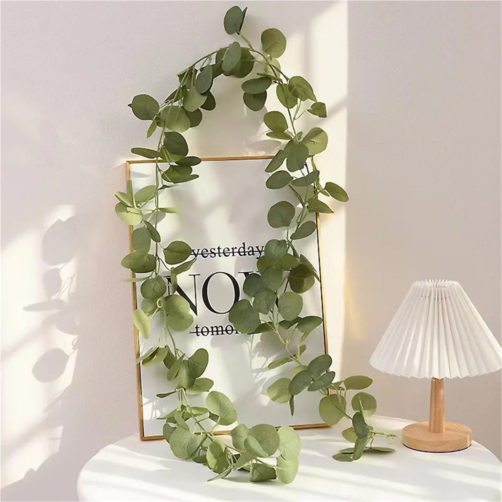 1pc Künstliche Girlande Mit Weiß Rose Grün Blatt Kranz Blume Reben for Hochzeit Home Party Tisch Läufer Dekoration für Hochzeit, Deko(Style A 1.8m)