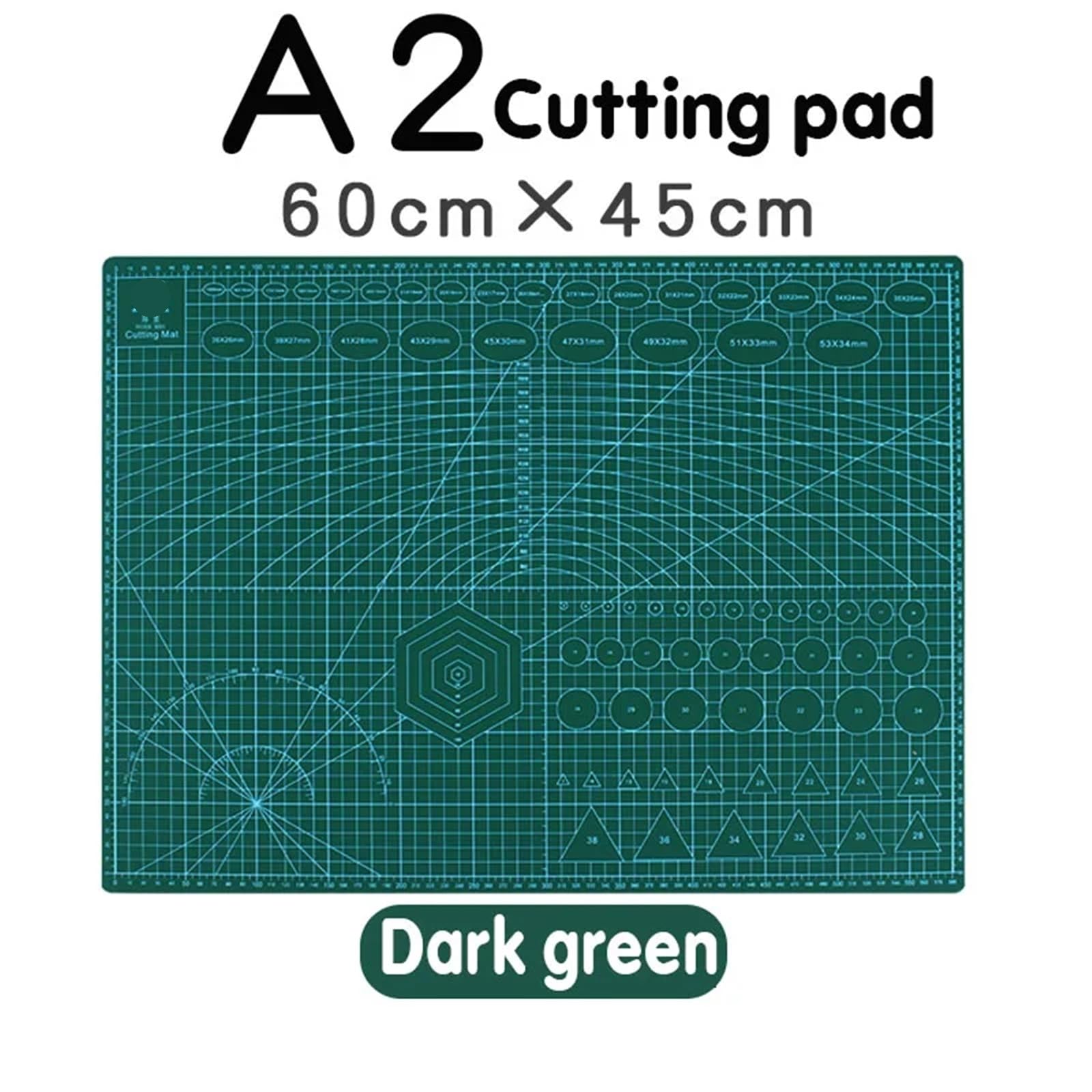 A2 Schneidebrett Gitterlinie Selbstheilende Bastelkarte Mehrfarbig Doppelseitiger Desktop-Handbuchblock 60 * 45 cm(Dark green)