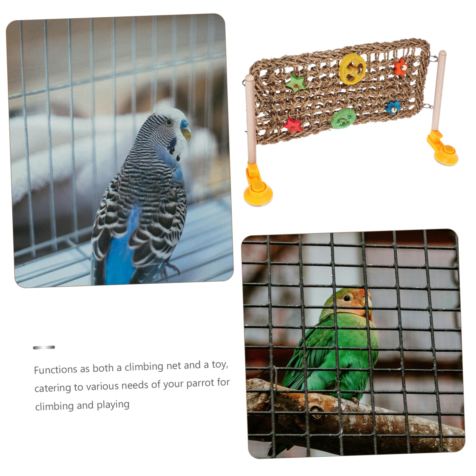 Vogelspielzeug Für Papageien Und Nymphensittiche Woven Hammock Kletterseil Und Kletterleiter Aus Robustem Gras Für Aktives Spielen Und Klettern Im Vogelkäfig