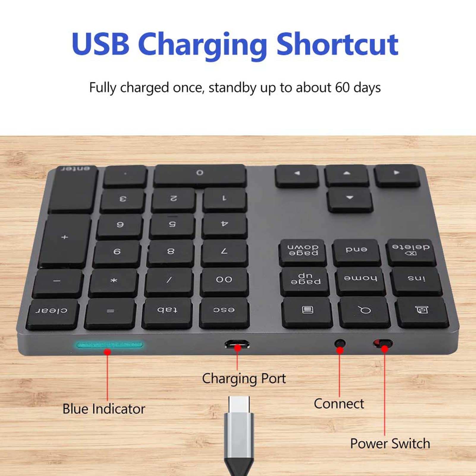 Pavé Numérique Sans Fil VBESTLIFE | 18 Touches Rondes Rétro | Design Violet | 2.4G | Pour PC, Ordinateur Portable