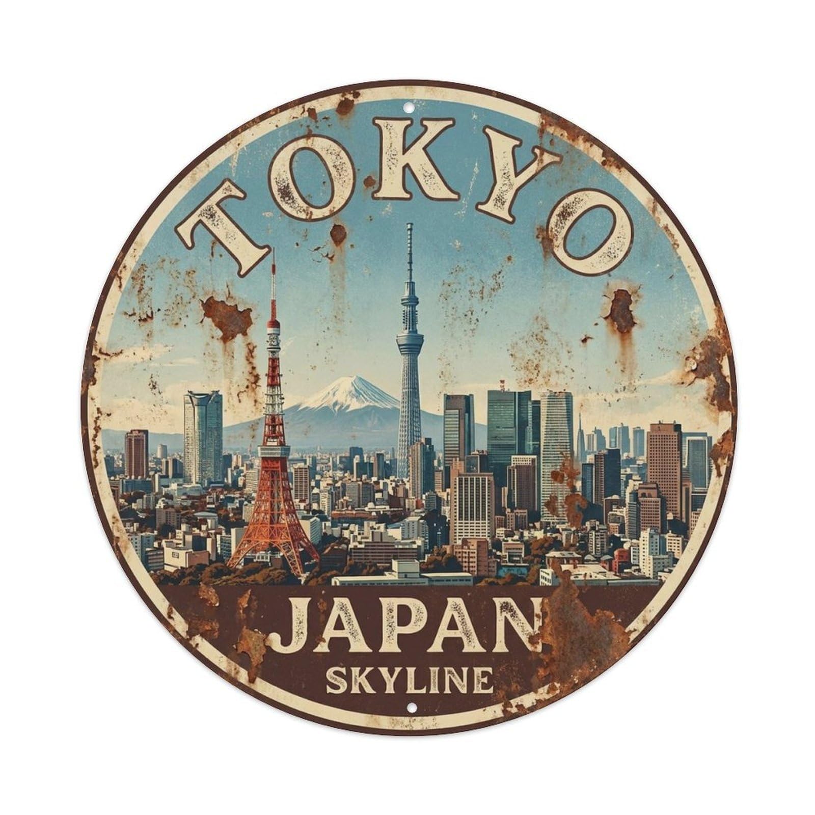 Tokyo Japan Capital Travel Modern Urban Skyline Metal Tin Sign