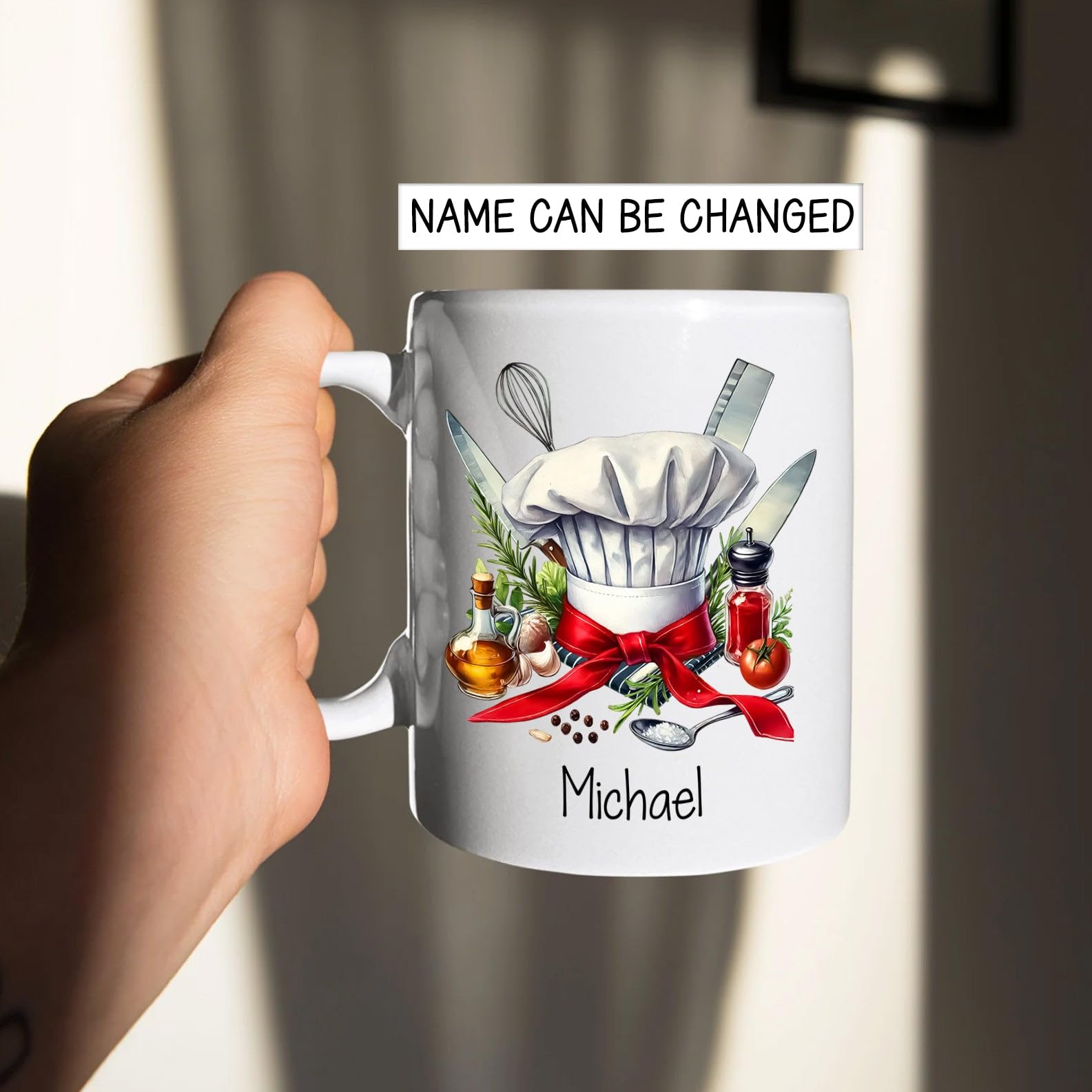 Chef Cup, Customized Chef Coffee Mug With Name, Personalized Chef Ceramic Mug, Gifts For Cooking Enthusiast, Cook Cup, Chef Cooking Tool Design Mug, Gifts For Men Women, White Teacup 11oz Or 15oz