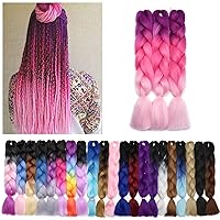 Vista 173 de Benehair 1 paquete de 1 paquete de extensiones de cabello trenzado de 24 pulgadas, extensiones de cabello sintético de alta temperatura, extensiones