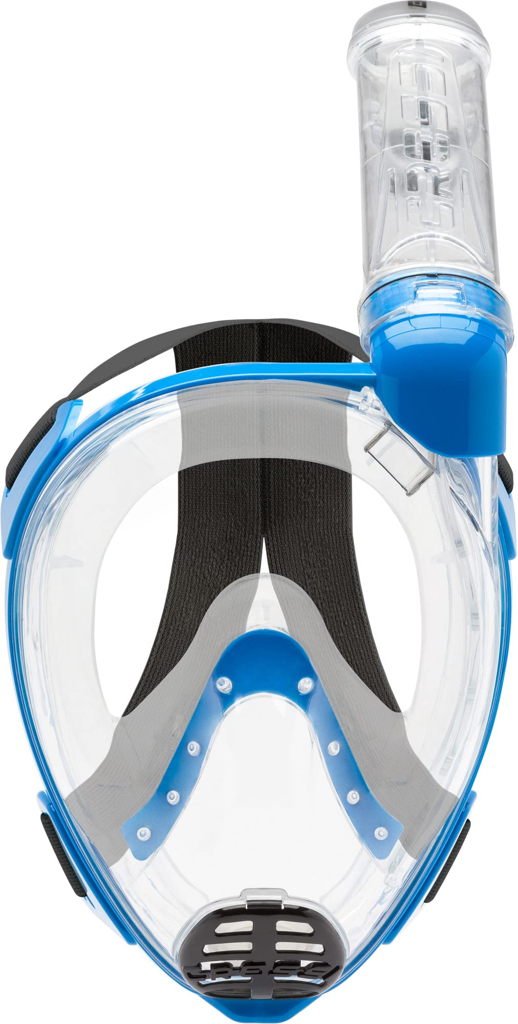 Cressi Unisex-Adult Baron Full Face Mask Maska Do Nurkowania Z Rurką I Pływania Na Powierzchni,Przezroczysty/Niebieski,M/L