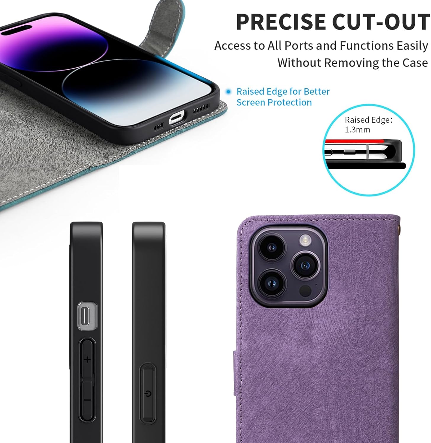 for Xiaomi Redmi 14C / Xiaomi Poco C75 Wallet Phone Case with Screen Protector [RFID Blocking] Leather Flip Card Holder Women Men Cell Phone Case for Redmi14C 4G Redmi A4 PocoC75 14C LTE Purple - Image 7