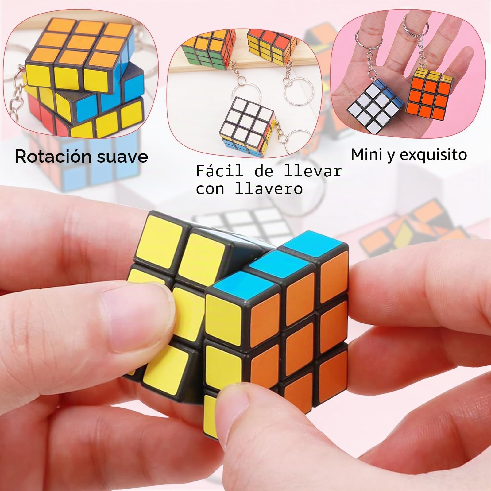 20 Piezas Mini Cubo Mágico Llavero (3cm) - Detalles Cumpleaños Infantiles y Relleno Piñata - Juguete Rompecabezas Antiestrés para Niños y Calendario de Adviento (Multicolor)