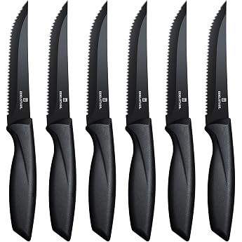 Steak Knife Set with Serrated Edge 6-Piece Sharp Steak Knife Set Professional steak knife set dishwasher safe extra sharp blade high-quality steak cutlery kitchen steak cutlery