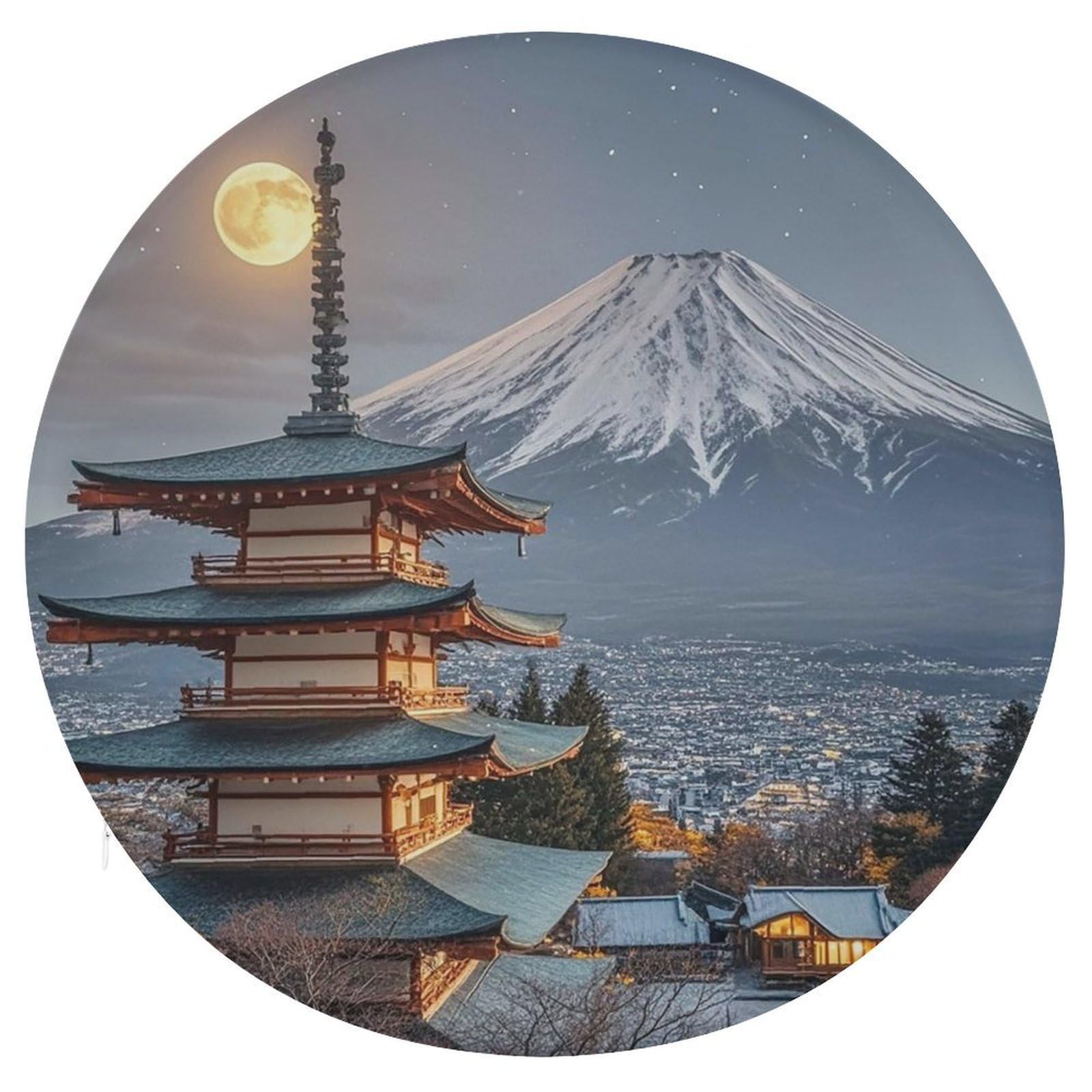 LZQPOEAS Yokohama Moon Swivel Seat Cushion with Supportive Memory Foam Comfort Round Bar Stool Cushion 15.3" Diameter Rotating Seat Cushions Fashion Chair Pad for Car Office Home