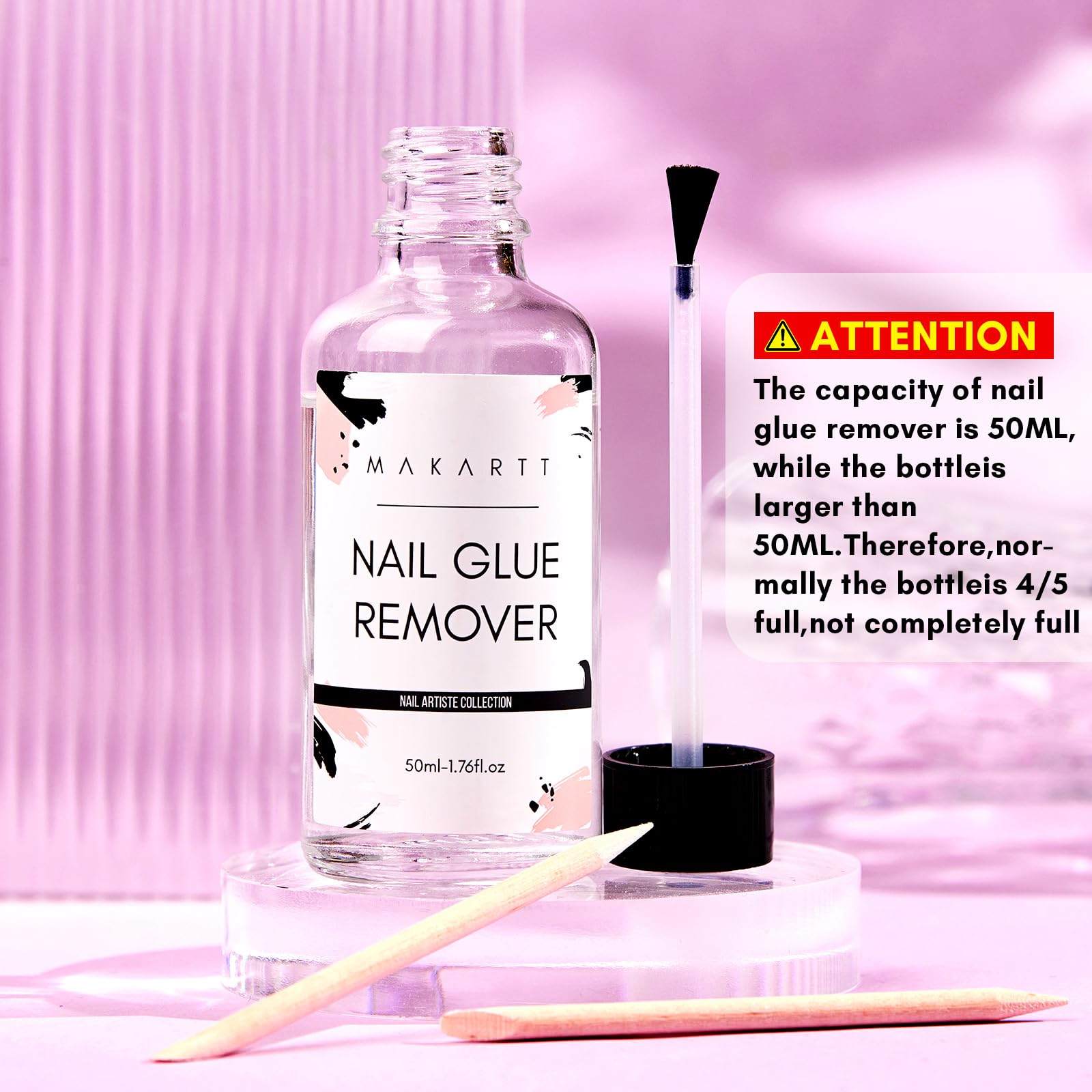 Makartt Nail Glue Remover für Nagelspitzen,50ml Nagelkleber Entferner für Press on Nails False Nails