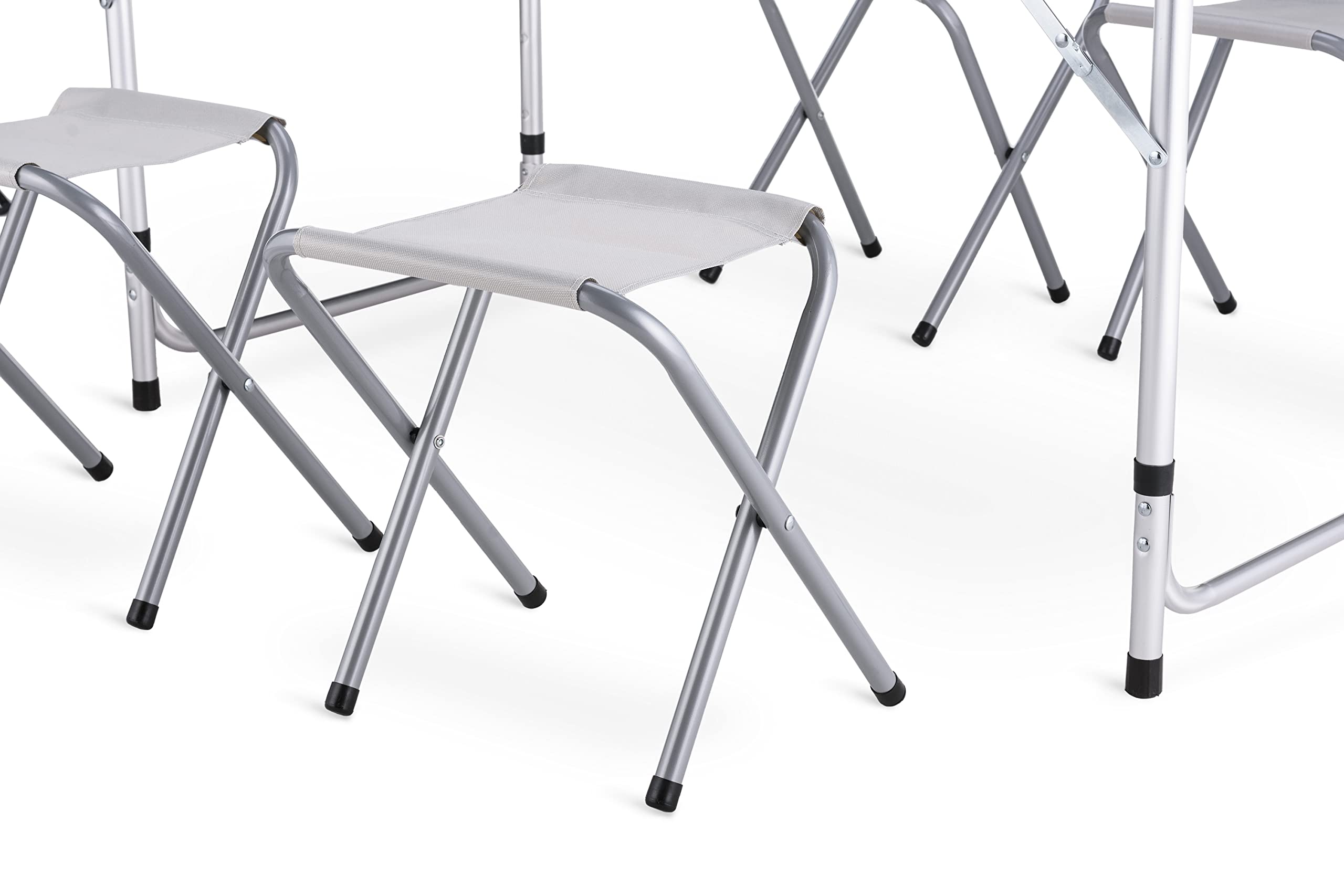 Table de Camping Pliante avec 4 Chaises de Camping - 120 x 60 cm - Table Pique Nique et Jardin avec Chaise pour 4 Personnes - réglable en Hauteur, Gris