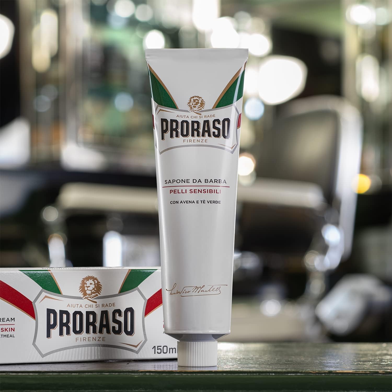 Proraso Sapone da Barba in Tubo Pelli Sensibili, 3 x 150ml, Sapone barba cremoso e arricchito con Estratti di Avena e Tè Verde, Made in Italy