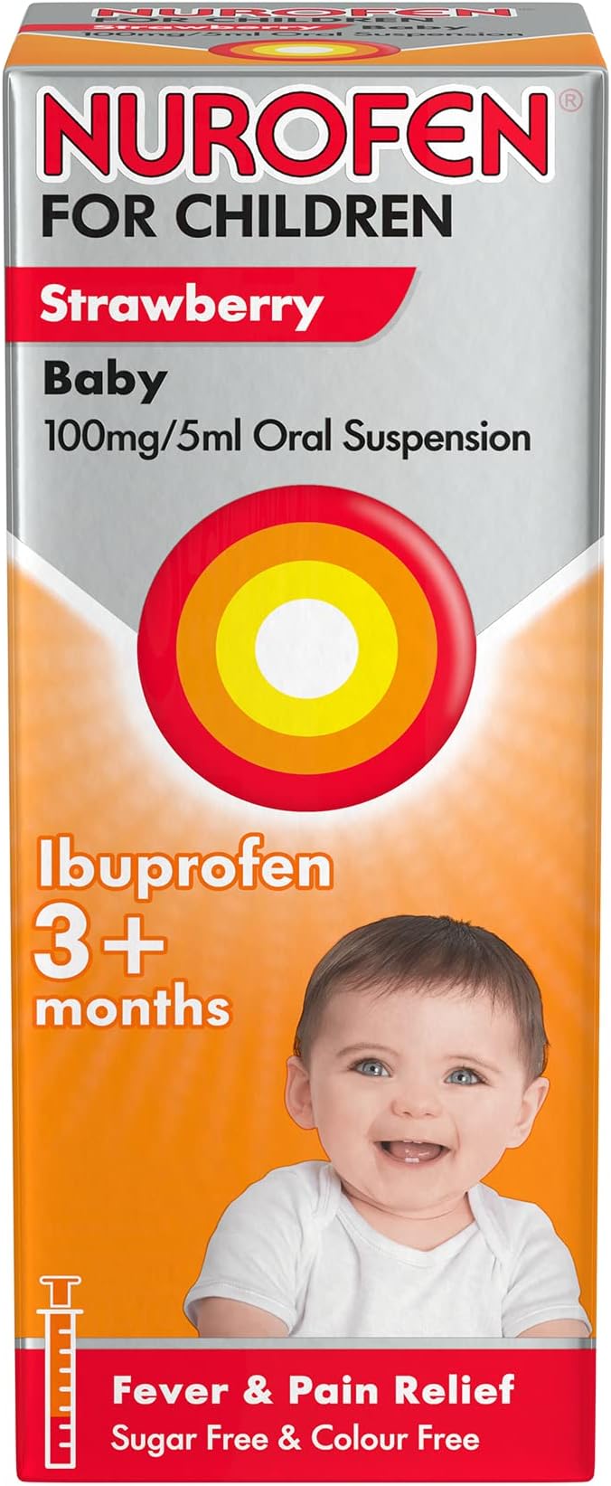 Nurofen for Children, Baby 3 Plus Months, Sugar and Colour Free, Ibuprofen Suspension, Strawberry Flavour