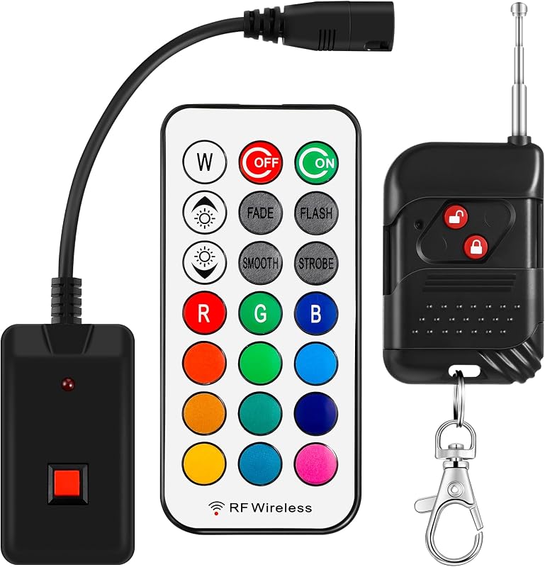 Konohan 3 Pack Fog Machine Remote Replacement, 3 Pins Wireless Wired | Round Plug Receiver with Fuse Protect, 13 Colors Controller Attachment for 400W 500W Machines, Halloween Christmas Use