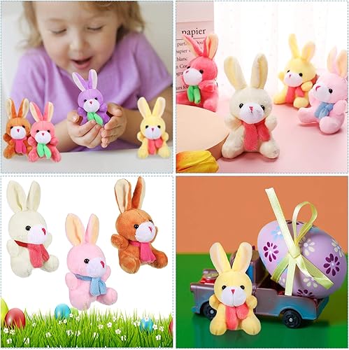 Miniatura 6 de Skylety 12 piezas de conejo de Pascua de peluche de conejo de 4 pulgadas, peluche de conejito de peluche, peluche suave y pequeño conejo de peluche