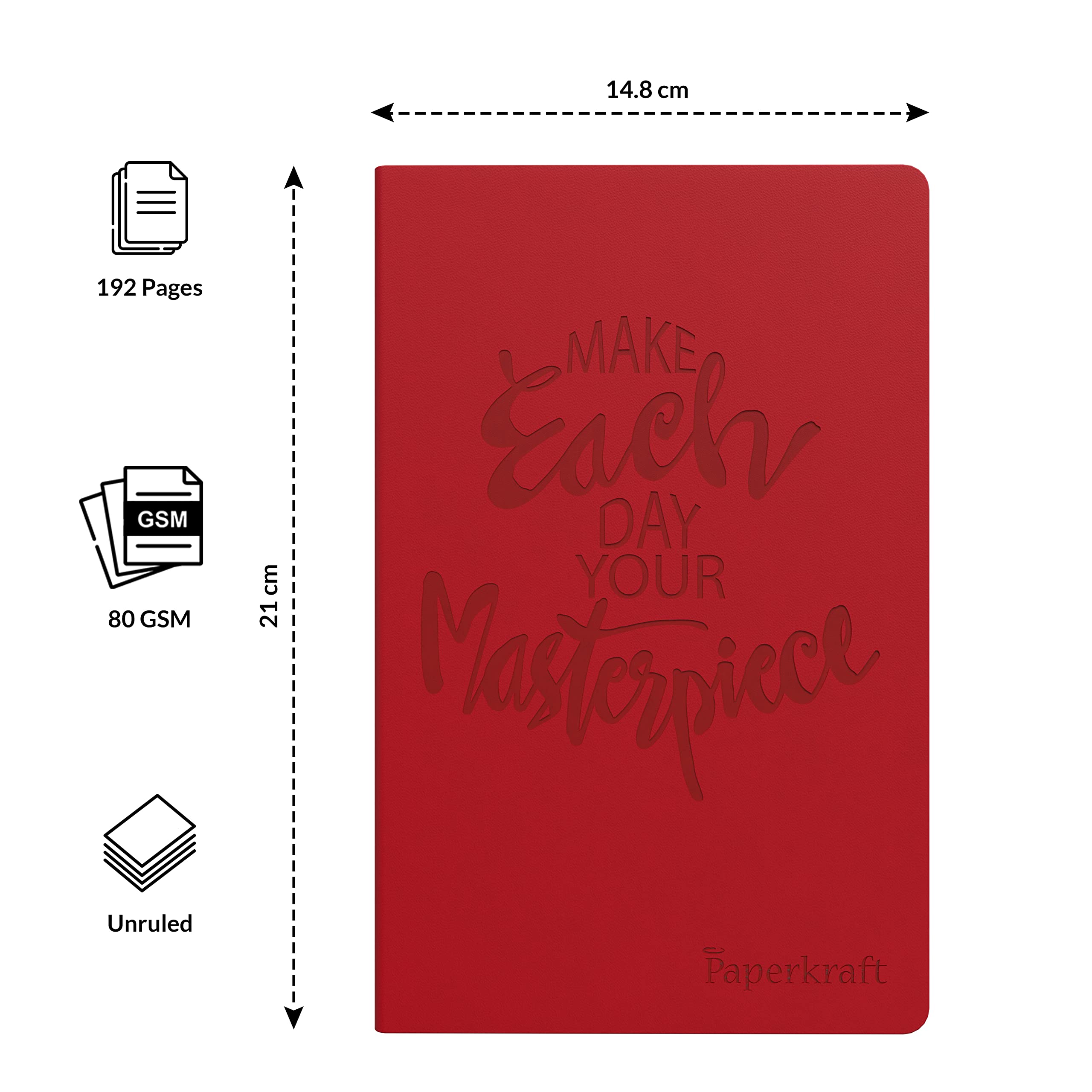 Paperkraft Designer-Serie mit PU-Leder, Rot, 192 Seiten, 1 Stück