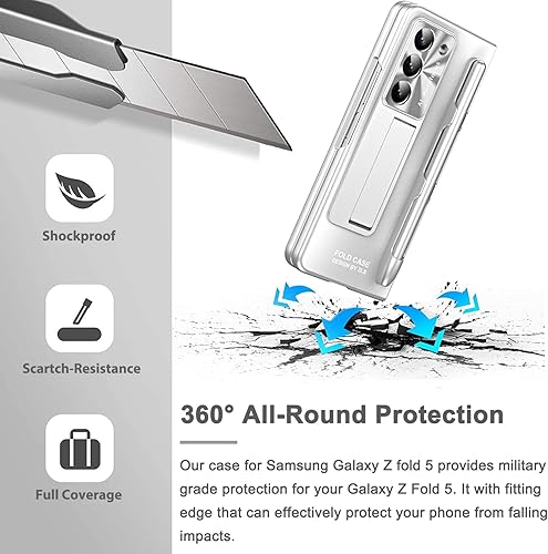 Miniatura 9 de Miimall Funda compatible con Samsung Galaxy Z Fold 5 con S Pen, resistente a las caídas, protector de pantalla frontal integrado + soporte + soporte