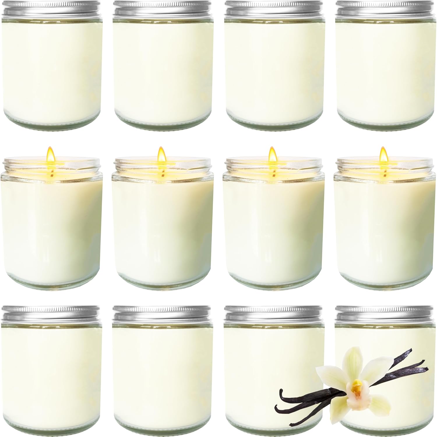 12 Pcs 8 Oz Bulk White Soy Candles,Eucalyptus Scented Candles Set,Bulk Aromatherapy Candle,Great Stress Relieving Scented Candle for Girls as a Gift for Birthdays, Weddings and More!