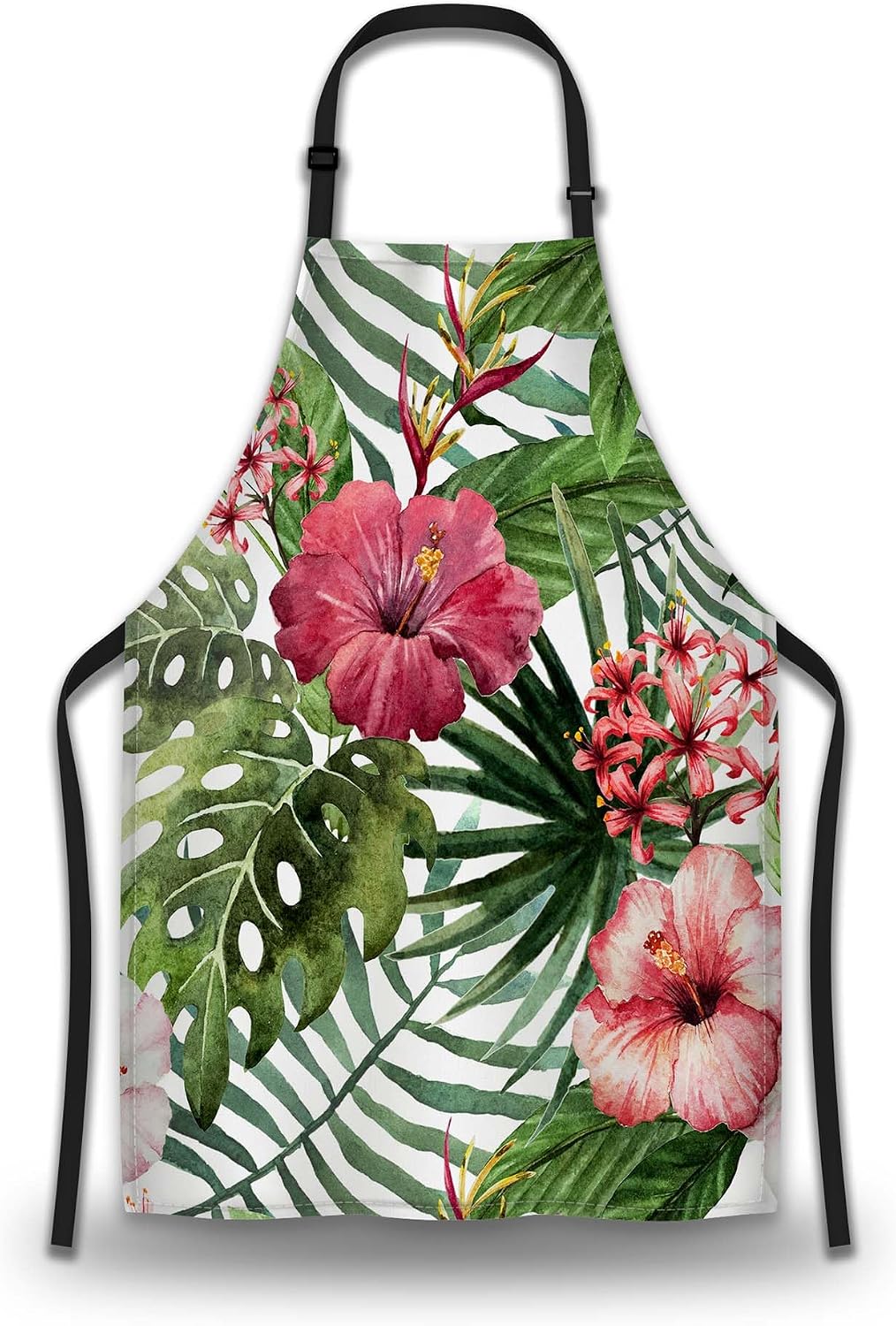 Cooking Apron for Men Watercolor Summer Tropical Flower Women Aprons for Kitchen Restaurant BBQ Painting Crafting Gardening 27” (W) x 31” (H), Waterproof Apron