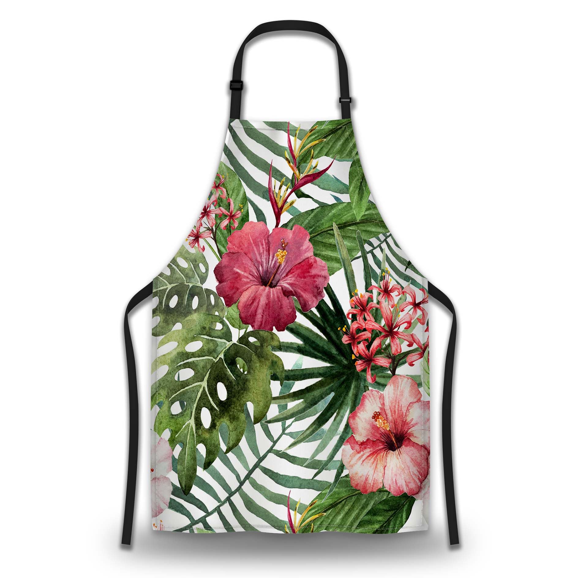 Olikked Cooking Apron for Men Watercolor Summer Tropical Flower Women Aprons for Kitchen Restaurant BBQ Painting Crafting Gardening 27” (W) x 31” (H),