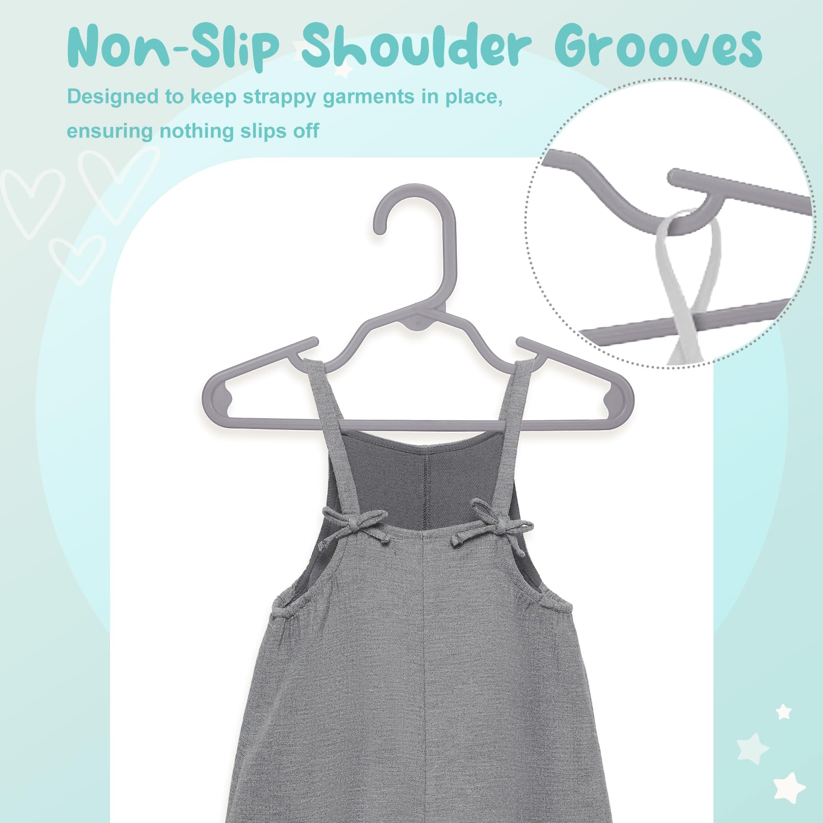House Day Paquete de 60 Perchas de plástico para bebés, Color Gris, Perchas Delgadas para Ropa de bebé, niños pequeños y niños, Perchas duraderas para Ropa de bebé para Armario