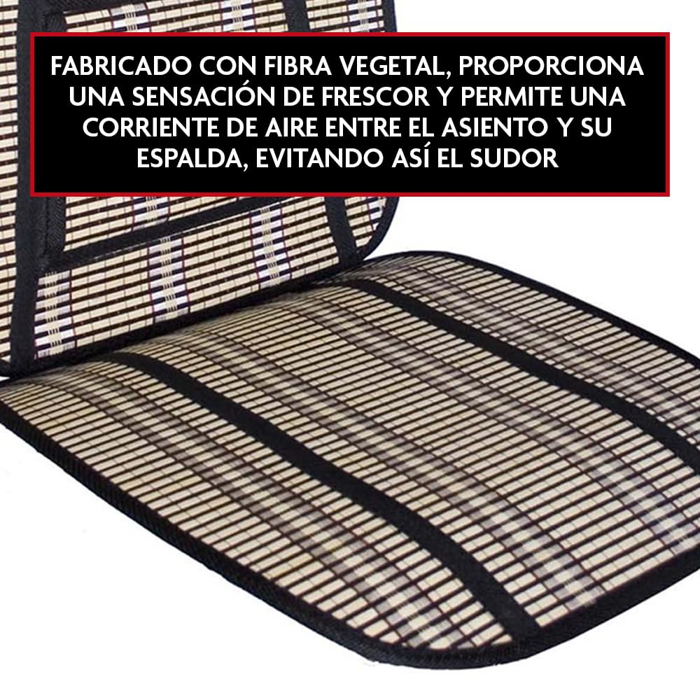 Krawehl - Respaldo para el Asiento del Coche - Respaldo de Verano - Evita el Sudor - Máxima Comodidad - Fabricado en Fibra Vegetal - Compatible con Todos los Asientos - Bambú y Negro