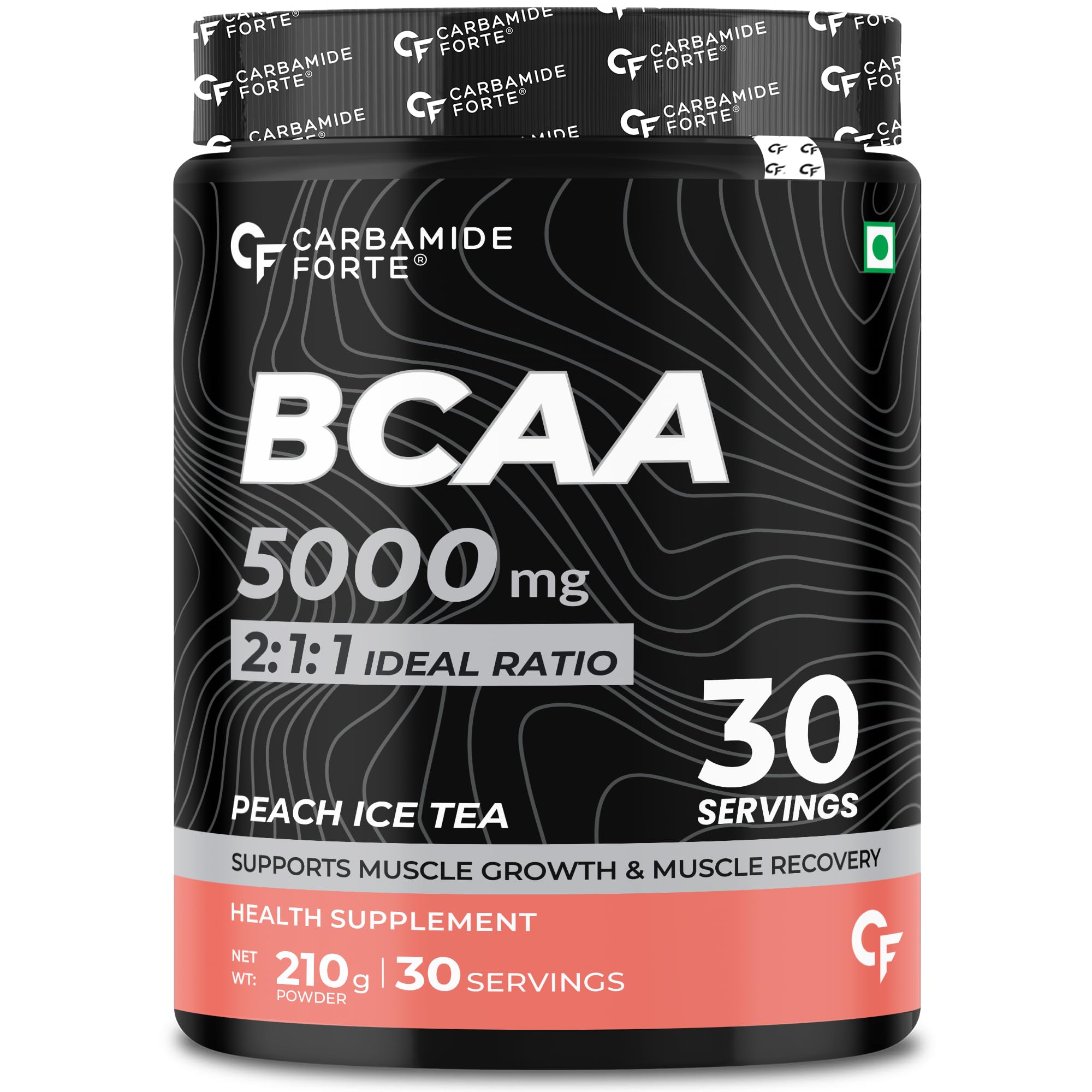 BCAA Powder 5000mg | BCAA Supplement For Women & Men Muscle Growth | BCAA Pre Workout & BCAA Intra Workout Supplement For Muscle Recovery | BCAA For Men | BCAA Supplements For Men & Women 7g Serving with Ideal 2:1:1 Ratio | BCAA Peach Ice Tea Flavour - 210g Powder