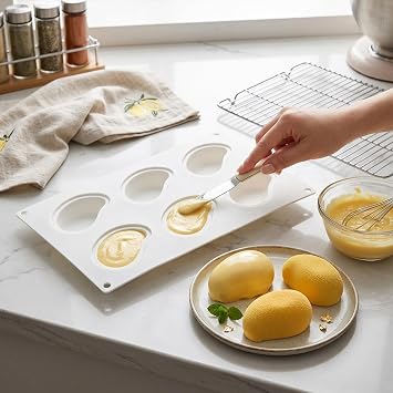 Mango Silicone Mold, 10x6.7inch 6-Cavity 3D Mango Molds, Non-Stick Fruit Cake Moulds for Baking Pastry Chocolate Cake Dessert DIY