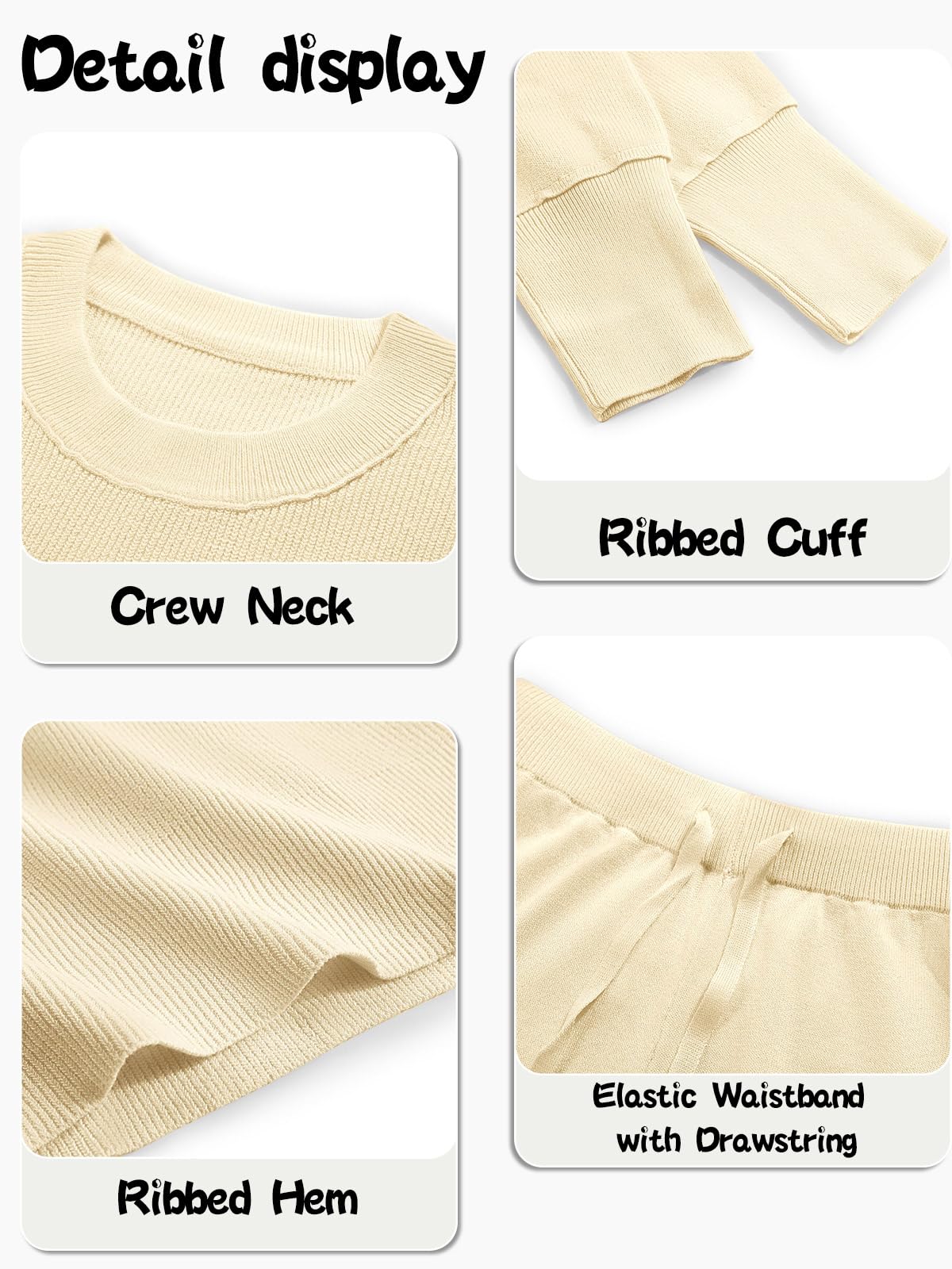 Haloumoning Conjunto de 2 piezas para niñas de manga larga con cuello redondo y cordón de ajuste de pierna ancha y pantalones largos, 5-14T