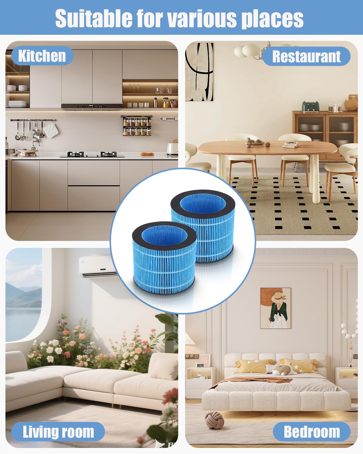 2-częściowy filtr wymienny AMF220, kompatybilny z nawilżaczami Philips HU3916 HU3918 HU3918/10 HU2716 HU2718/10 i oczyszczaczami powietrza AMF220/15