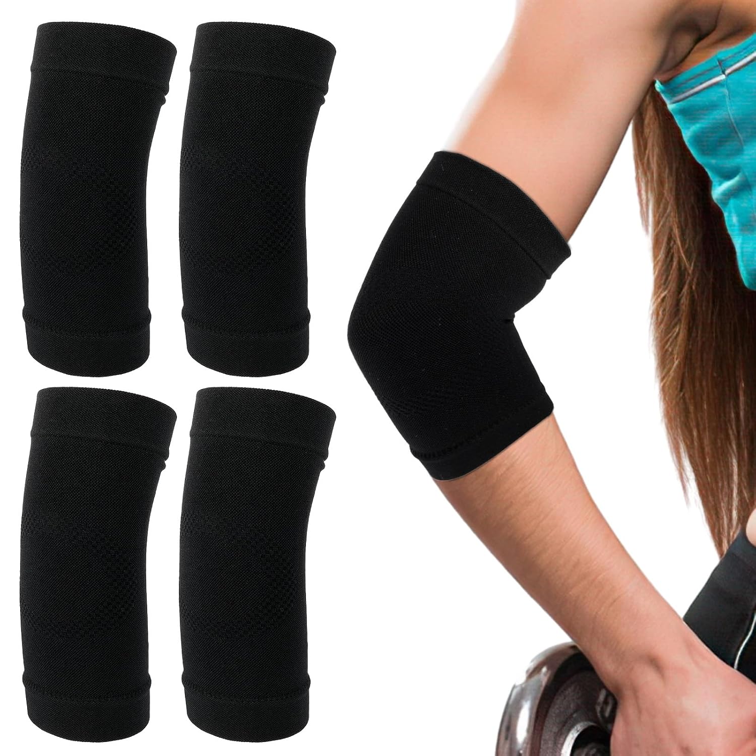 Ptwola Elbow Compression Sleeve Nylon Comfort Tennis Elbow Support Brace Breathable Fitness Sports Arm Joint Protection for Women Men Workouts Tendonitis Tennis Volleyball Golf (Black)