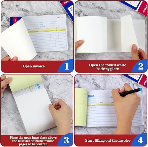 Miniatura 5 de Paquete de 2 cuadernos de facturas para pequeñas empresas de 2 partes, sin carbono, 5-18 x 7-2932 pulgadas para pequeñas empresas, libro de recibos