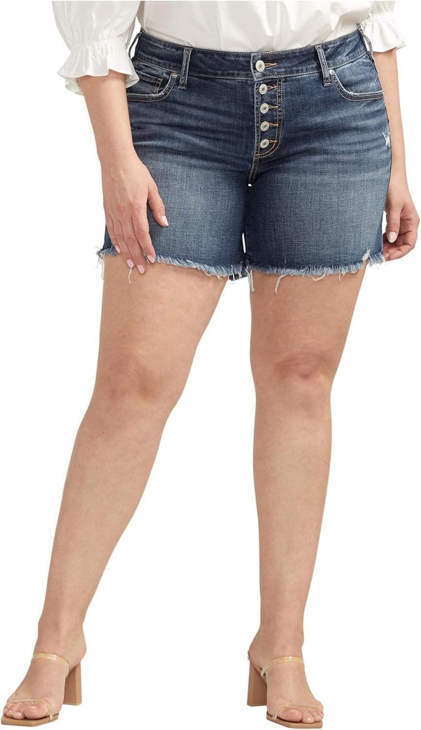 Silver Jeans Co. Womens Plus Size Boyfriend Mid Rise Short