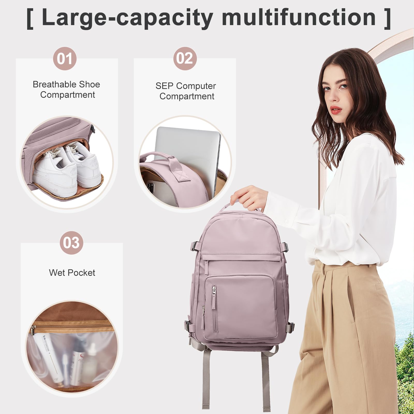 UPPACK Zaino Ryanair 40x20x25 Zaino Da Viaggio aereo Bagaglio a Mano Donna Zaino Borse da Cabina Borsa da Viaggio aereo Zaino per PC Impermeabile Casual Daypack