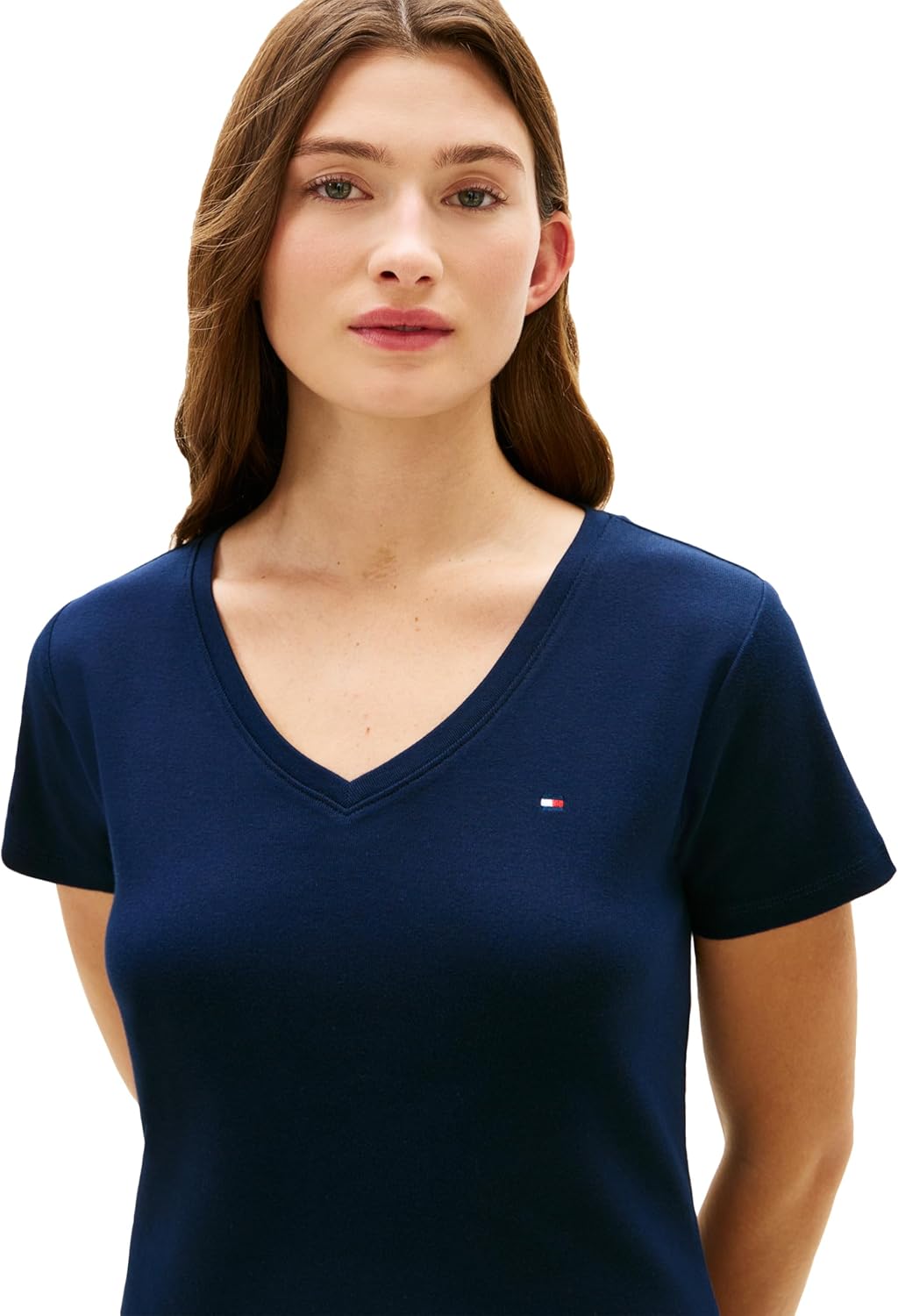Tommy Hilfiger Women's Short Sleeve Cotton V-Neck T-Shirt Dress Casual Dress Loose Fit