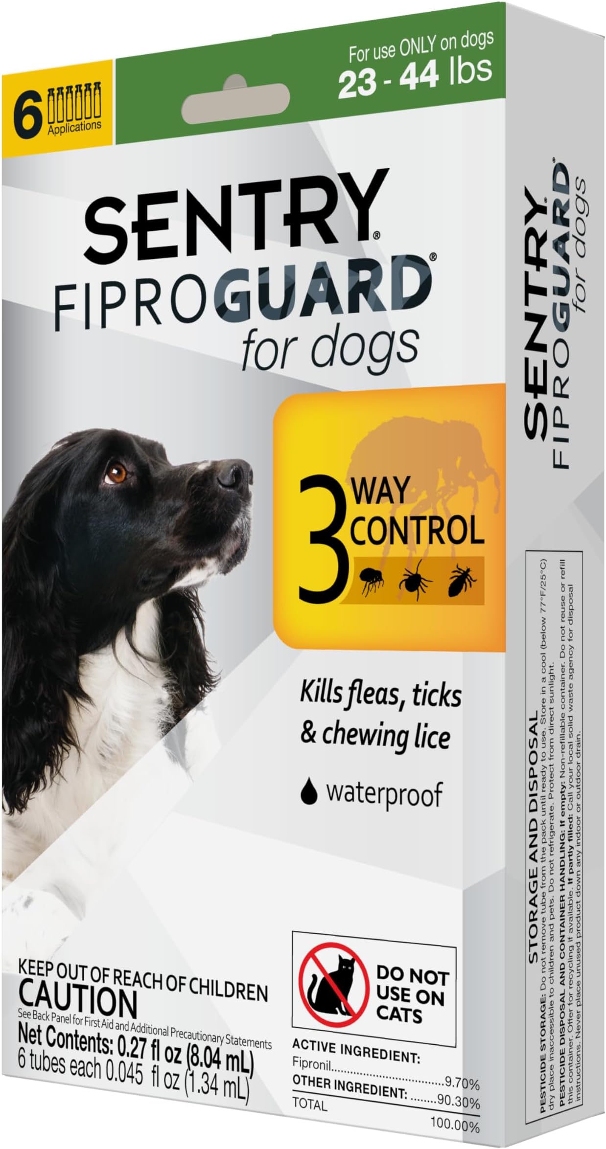 Sentry Fiproguard for Dogs, Flea and Tick Prevention for Dogs (23-44 Pounds), Includes 6 Month Supply of Topical Flea Treatments