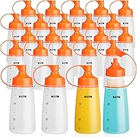 Vista 1 de Dandat 24 botellas exprimibles de boca ancha para salsas, ketchup, botellas exprimibles de condimentos para dispensadores vacíos, salsa de tomate