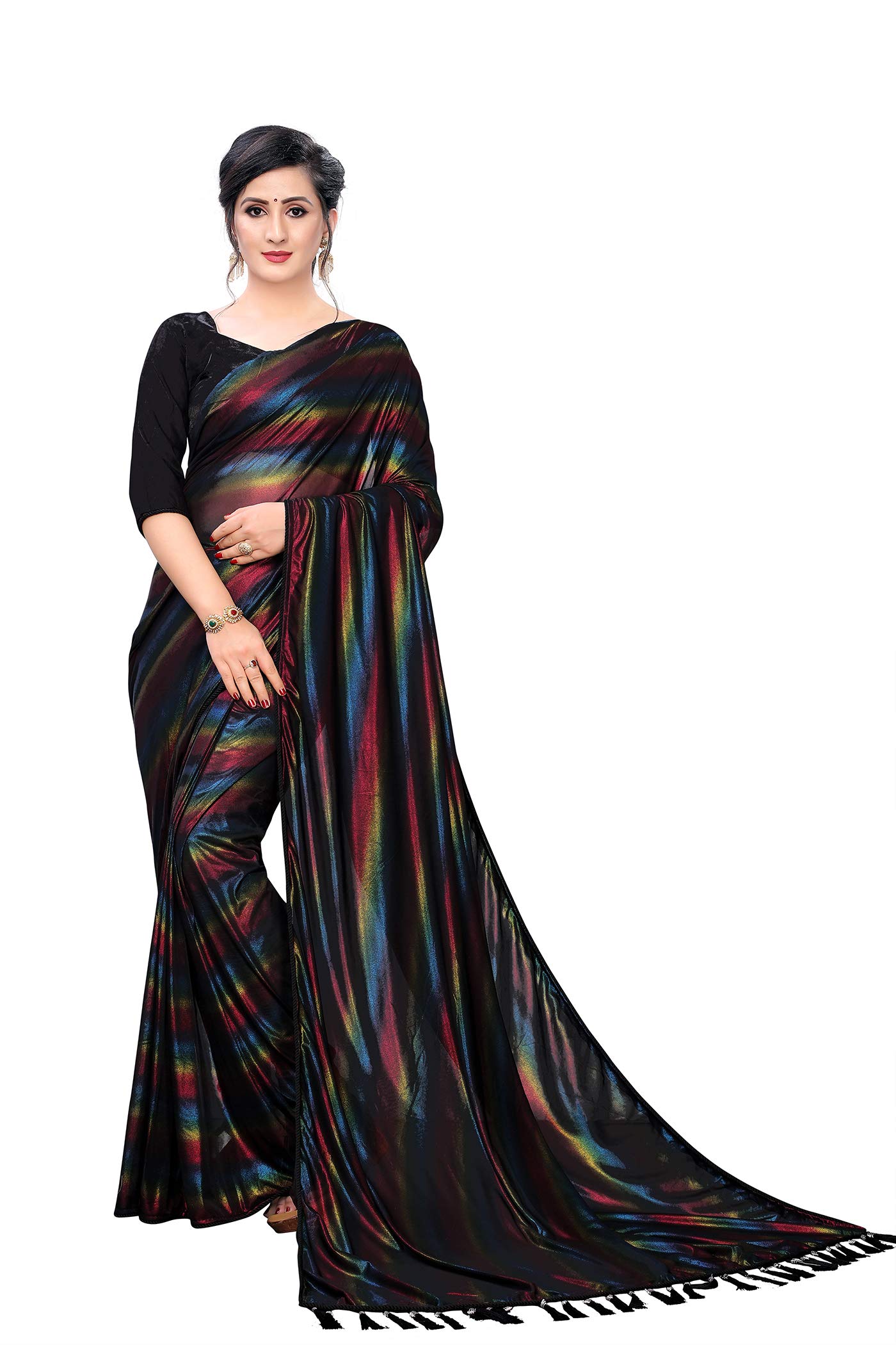 Women's Imprted Fabric Printed Multicolor Saree With Blouse Piece (SR-10153)