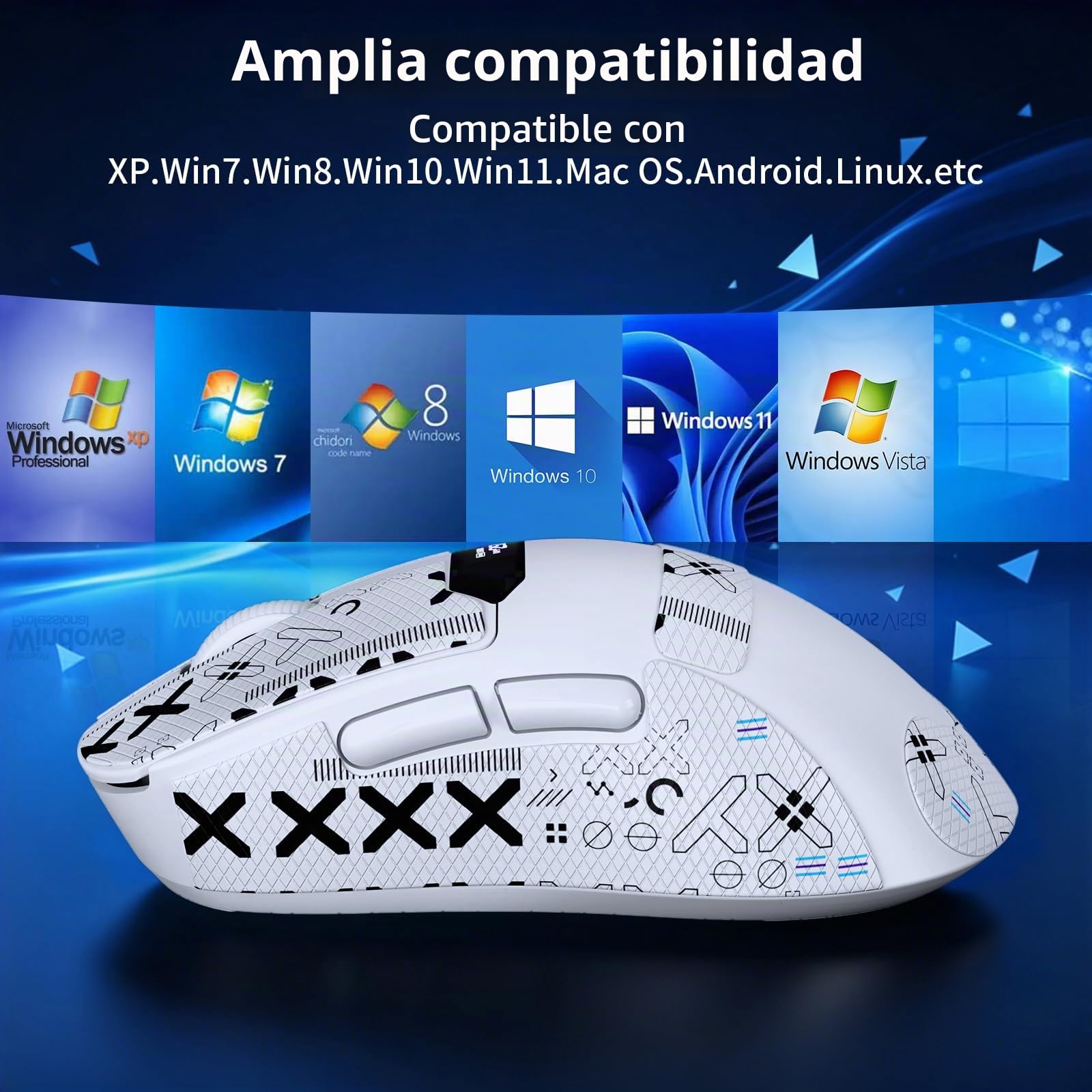 A.JAZZ x Magic-Refiner R1 Ratón Gaming con Base de Carga magnética, Sensor PixArt PAW3311, BT/2,4G Inalámbrico/Cableado con Pantalla, ratón 25000 dpi para Oficina y Jugadores,Blanco