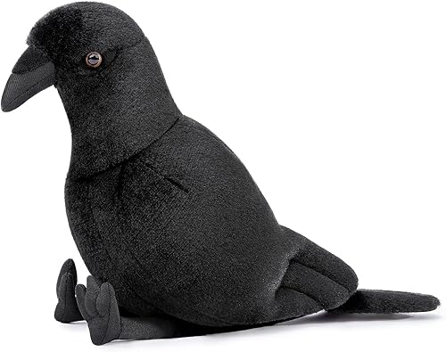 FRANKIEZHOU Peluche de cuervo negro de 7.9 pulgadas, juguete de peluche realista de cuervo, juguetes de pájaros para niños, regalos de cuervo para