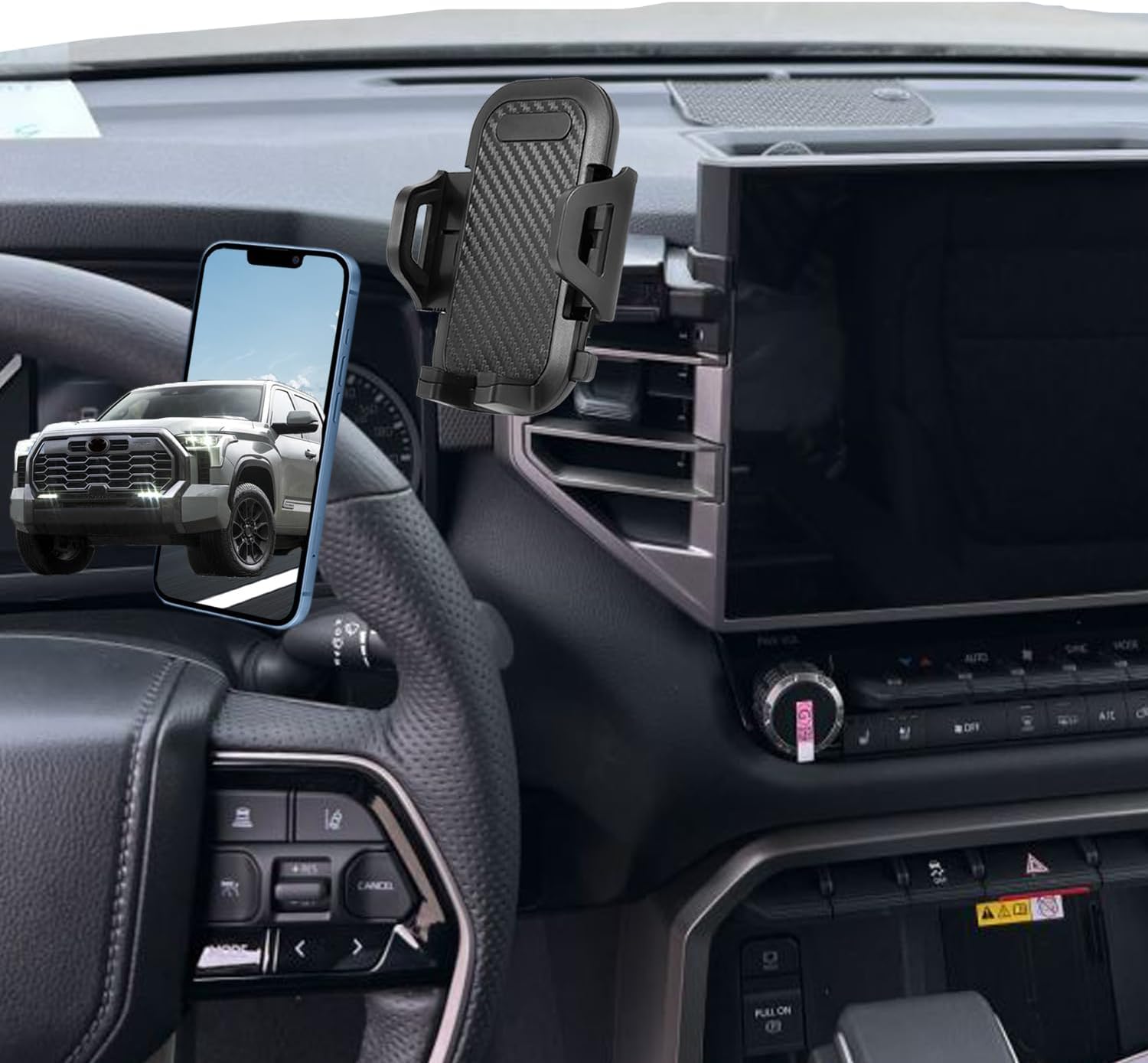 oricarmes Toyota Tundra Phone Mount and Toyota Sequoia for 2024 Tundra Accessories Custom Fit for 2022 2023 2024 Tundra and 2023 2024 Sequoia Phone Holder Compatible for All Cell Phones