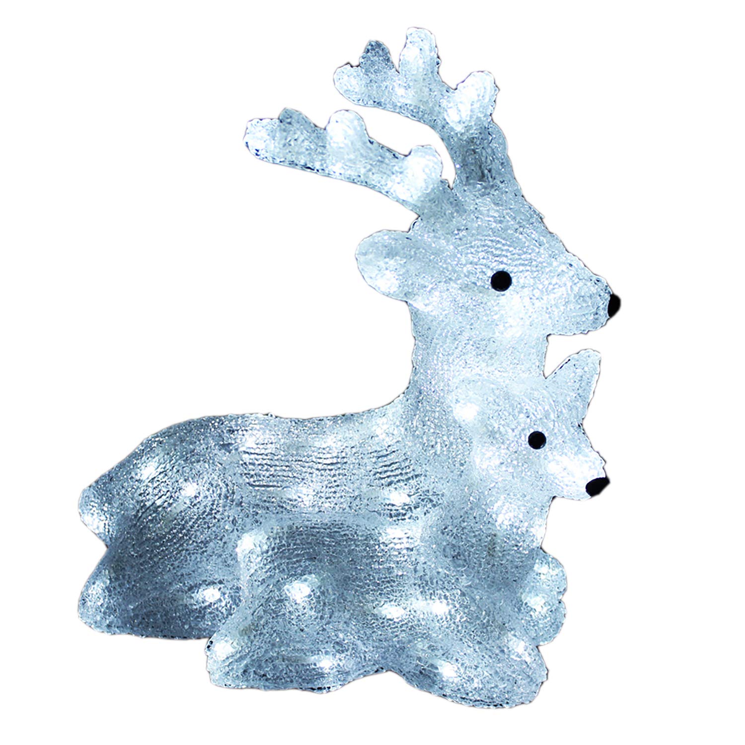 Weihnachtsdekoration 60 LED Hirsch mit Rehkitz Acryl Beleuchtung Figur kaltweiß Strombetrieb Außenbeleuchtung