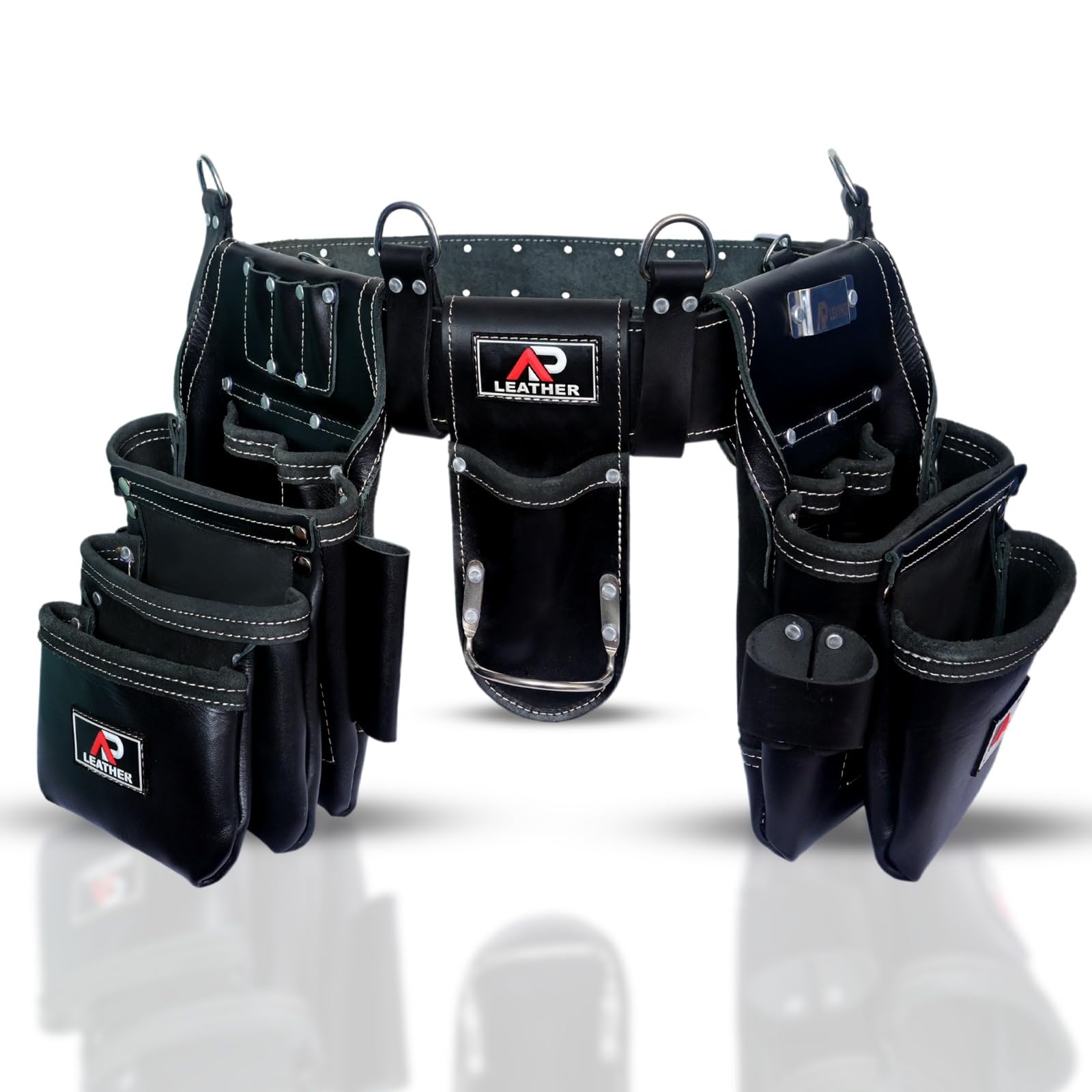 Ap-Leather Pro-302 Premium Oil Tanned Leather Tool Belt, Carpenter Tool bag | Tool Belt 29 Pockets Tool Pouch with 4 Loops, Carpenter, for 30" to 52"