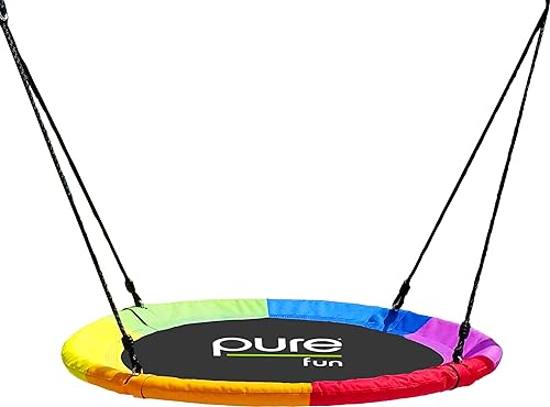 Pure Fun Columpio de platillo volador arcoíris de 40 pulgadas, multicolor