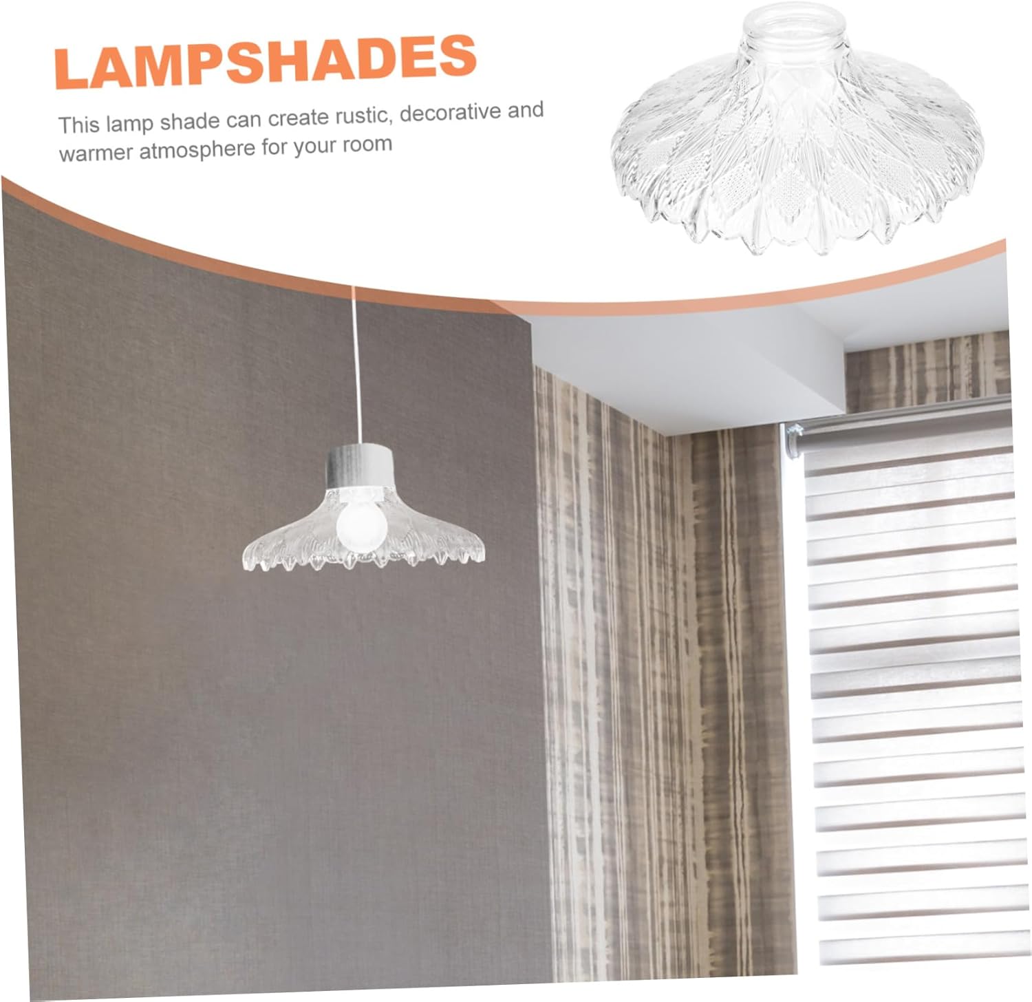 Amosfun Glass Lamp Shade Replacement for Floor Lamps Rustic Light Cover for Living Room Dining Room Office Clear Glass Design Eye Protection and Easy Installation