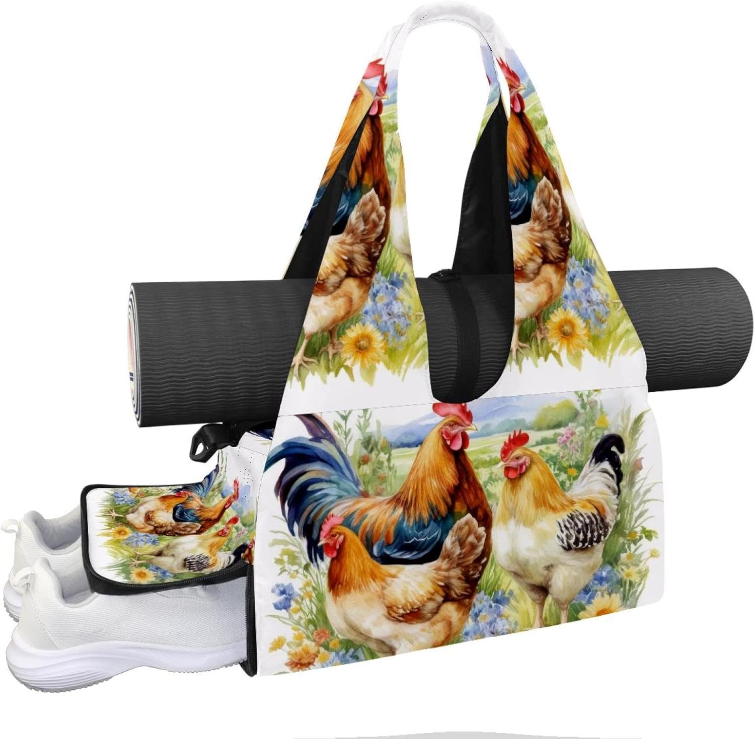 Yoga Mat Bag, Gym Workout Bag with Shoe Compartment, Cats Pilates Bag for Women, Quick Access Storage Yoga Tote Bag for Sports Travel Office