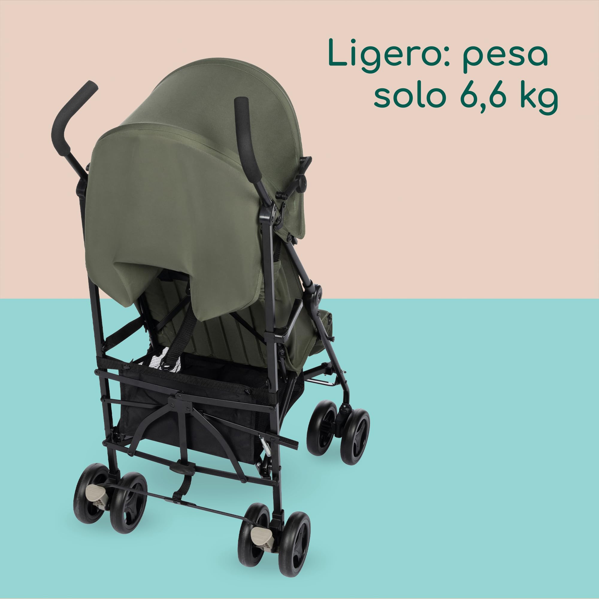 Bebeconfort Rainbow Silla de paseo ligera y reclinable multi posiciónes, plegable con cierre compacto, para niños 6 meses-4 años hasta 22 kg, color Mineral Green