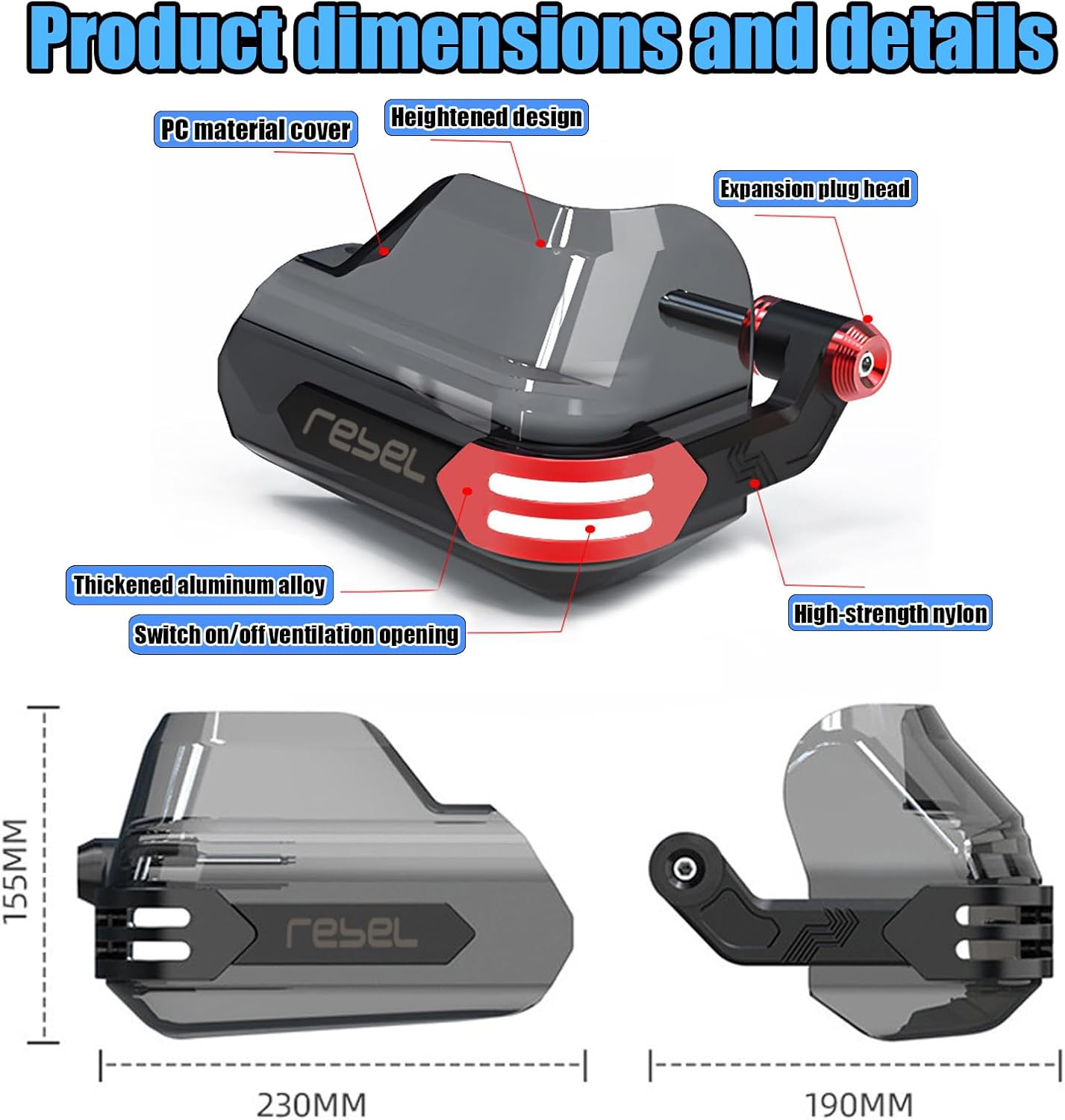 For Rebel 250/S Edition E-Clutch Rebel 300 500 CMX 250 300 500 2025 Motorcycle handlebar guards handbrake guards and windproof hand rebel 250 500 300 2020-2026+ Accessories (Gray)