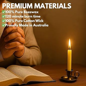 20pc Australian Made Pure Beeswax Spell Candles, 4 Tall Pure Beeswax Chime Mini Taper Candle. Non toxic beeswax candles for Witchcraft, Wiccan Altar, Magic Tools, Rituals, Prayer, Meditation, Shabbat