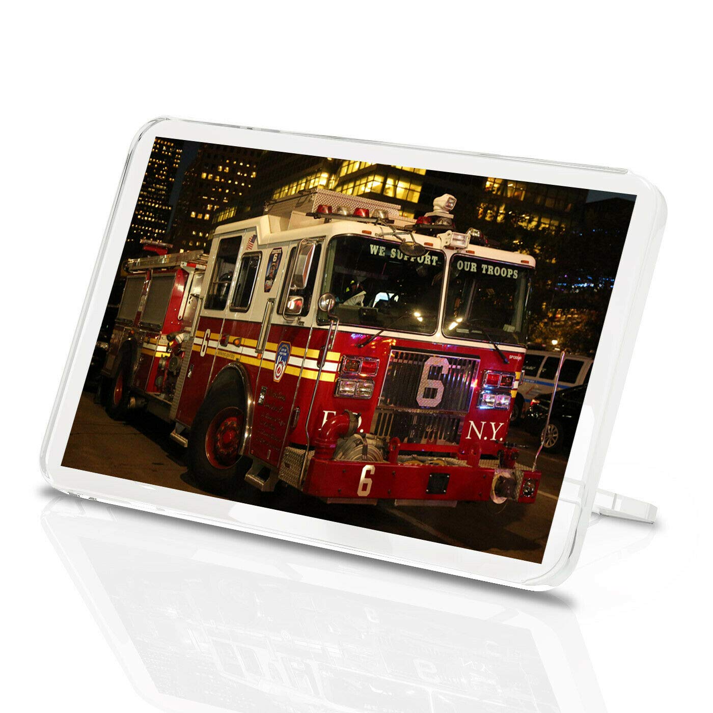 1 x Fridge Magnet -New York Fire Engine Classic Fridge Magnet - Red Truck Emergency Fun Gift #14548