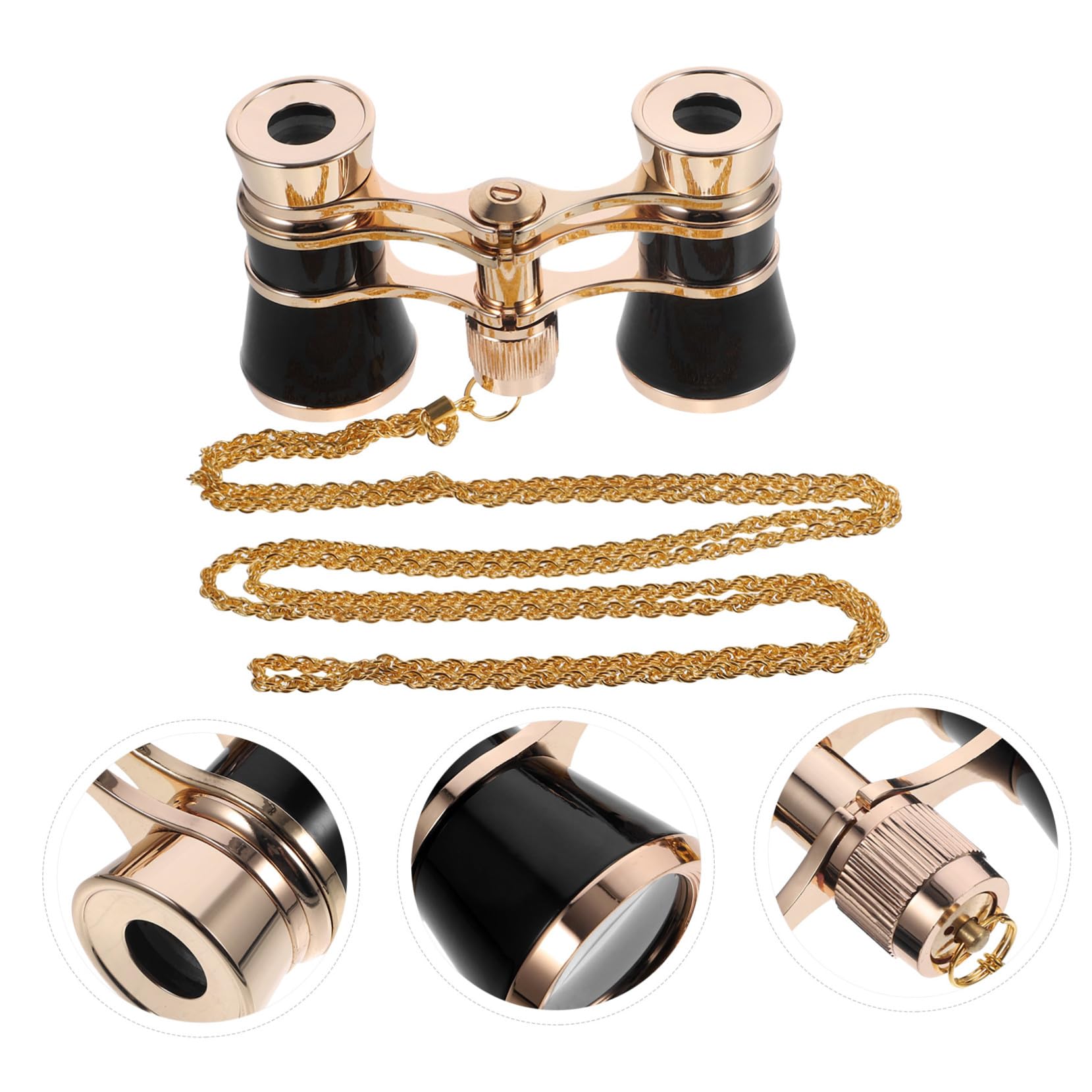 Binocolo Mini Tascabile da Viaggio, Ferro, Set con Catena, Nero | Compatto e Leggero, Uso per Pesca e Montagna, Stile Elegante, Regalo per Amici